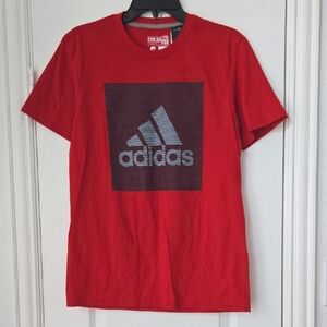 Adidas Red Climalite Mesh Logo Short Sleeve Tee Shirt - Size S - NWT
